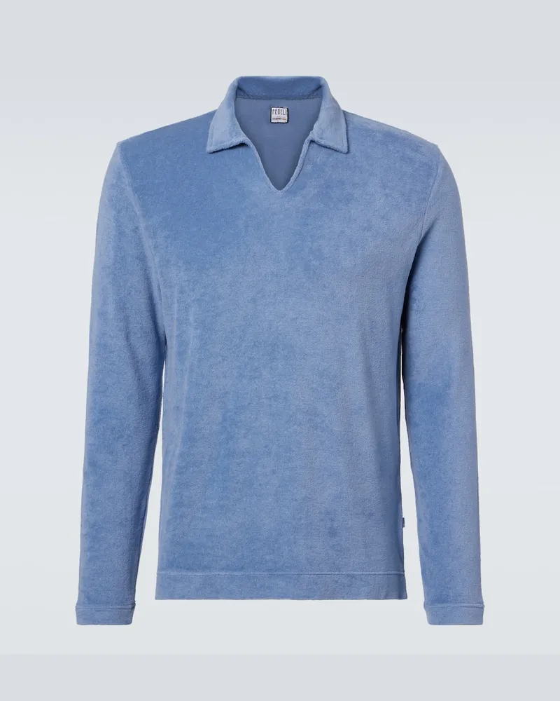 Fedeli Polohemd Peter aus Baumwoll-Frottee Blau