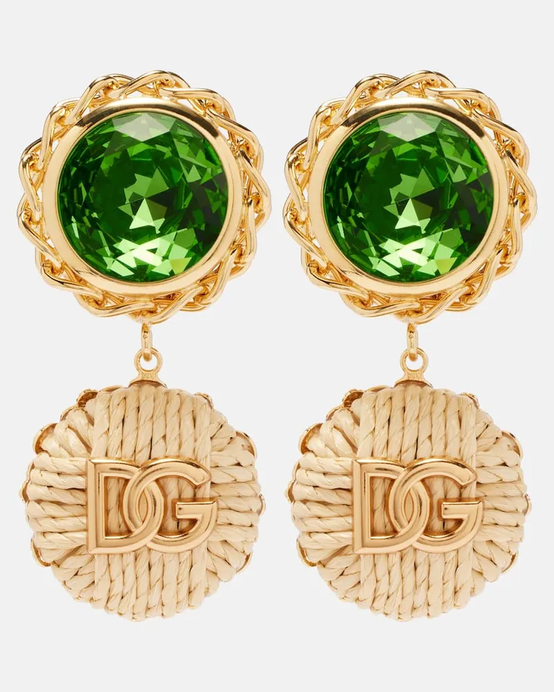 Dolce & Gabbana Clip-Ohrringe DG mit Kristallen Gold