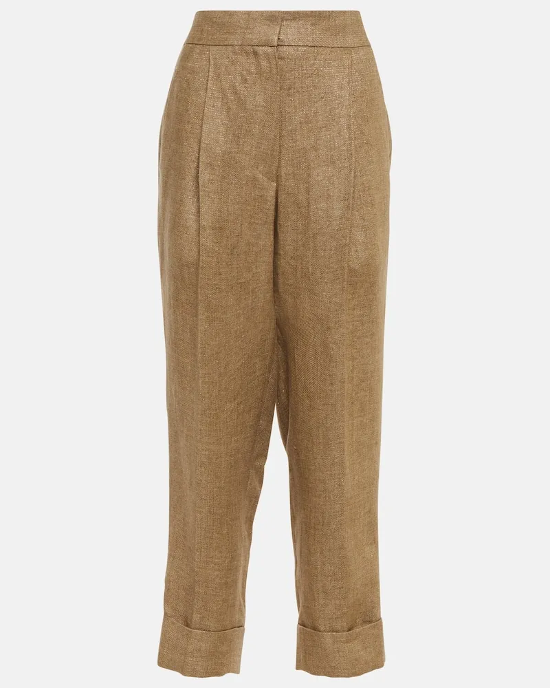 Brunello Cucinelli Mid-Rise-Hose aus Leinen Beige