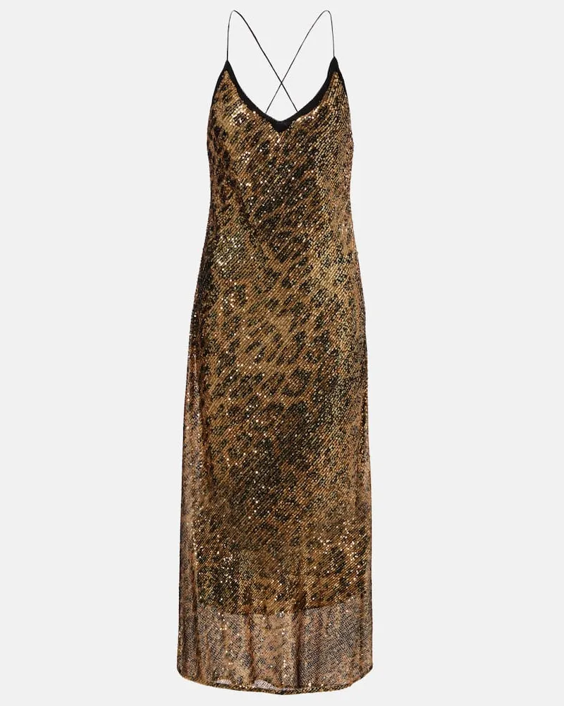 Roberto Cavalli Slipdress mit Pailletten Braun