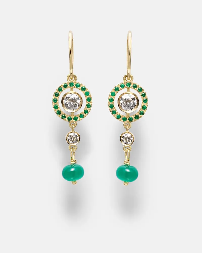 Ileana Makri Ohrringe Orbit aus 18kt Gelbgold mit Edelsteinen Gold