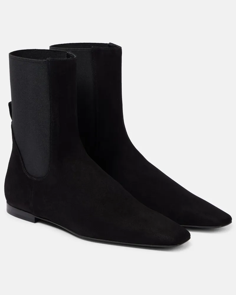 Totême Chelsea Boots aus Veloursleder Schwarz