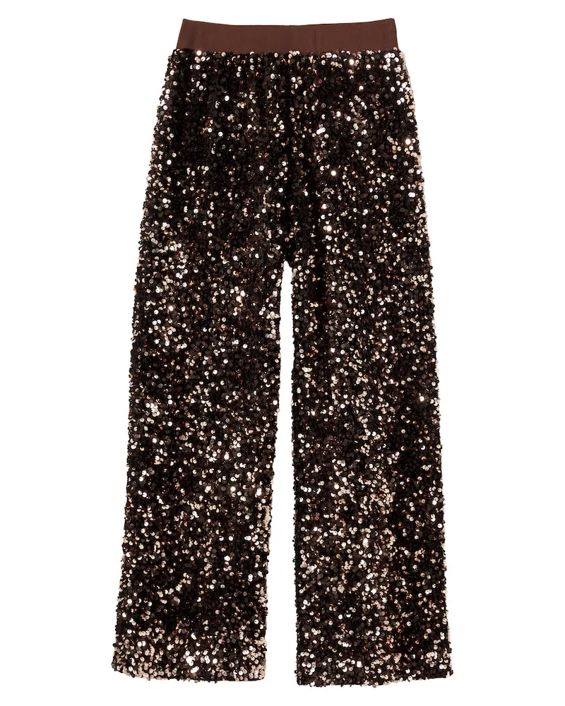 Monnalisa Weite Hose mit Pailletten Braun