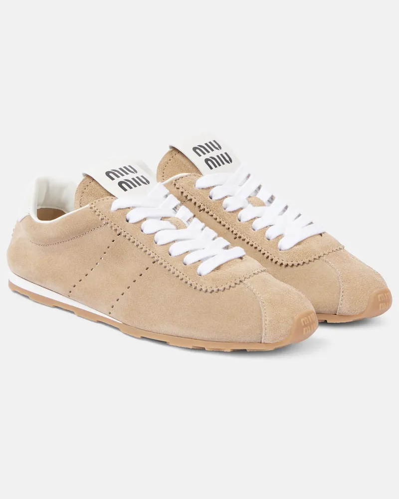 Miu Miu Sneakers Plume aus Veloursleder Beige