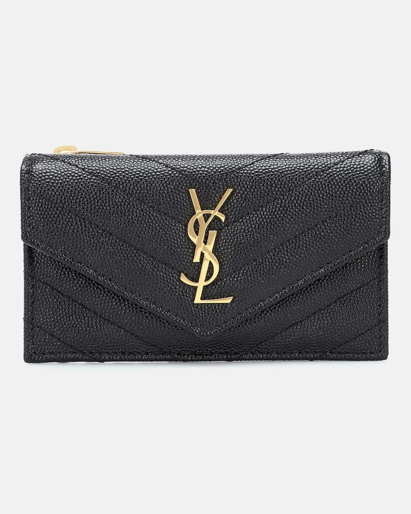 Saint Laurent Portemonnaie Envelope Small aus Leder Schwarz