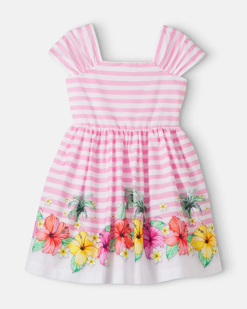 Monnalisa Kleid aus Baumwolle mit Tülldetails Rosa