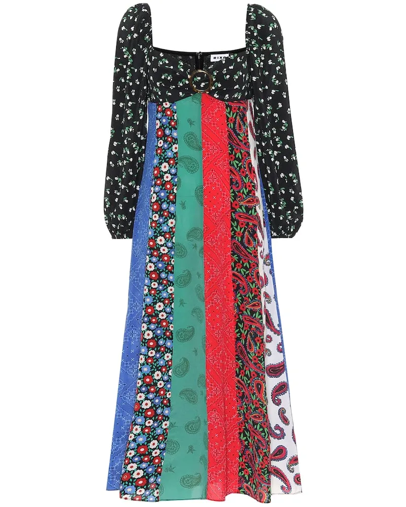 RIXO Midikleid Ivy aus Seide Multicolor