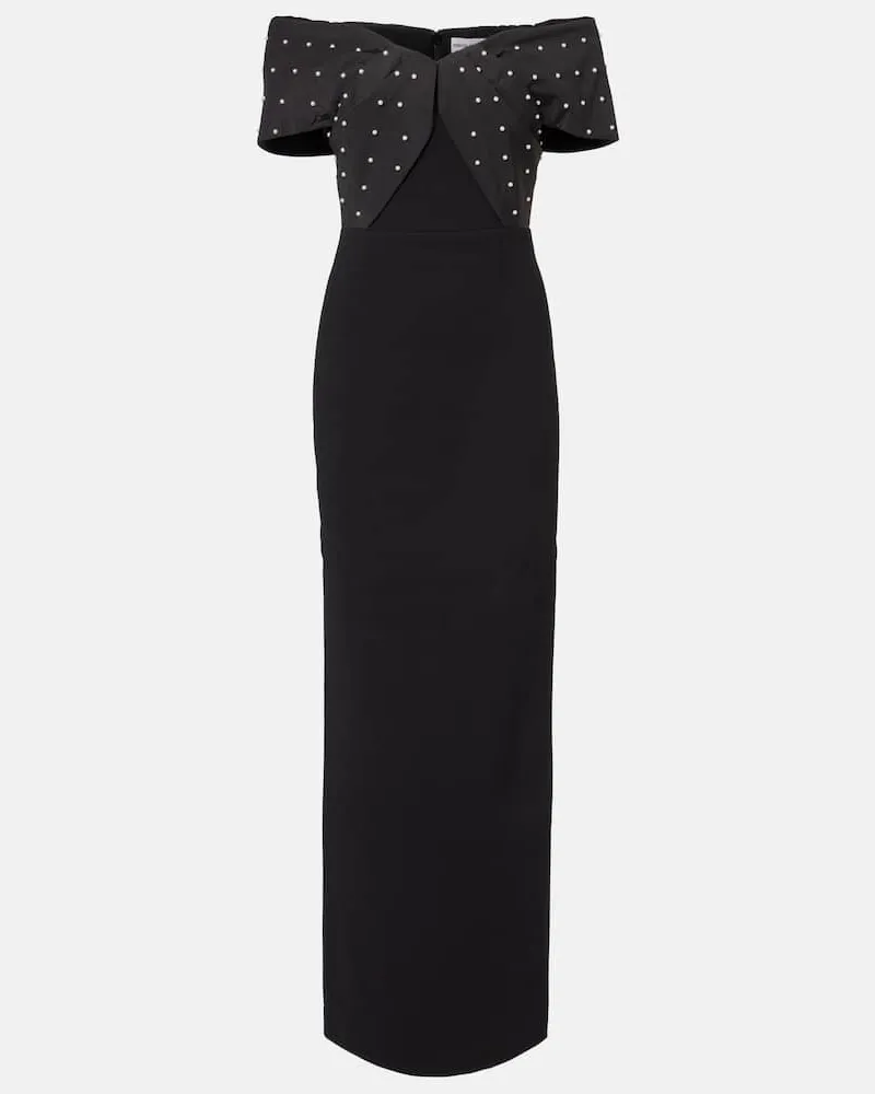 Rebecca Vallance Bustier-Robe Ederson aus Crêpe mit Zierperlen Schwarz