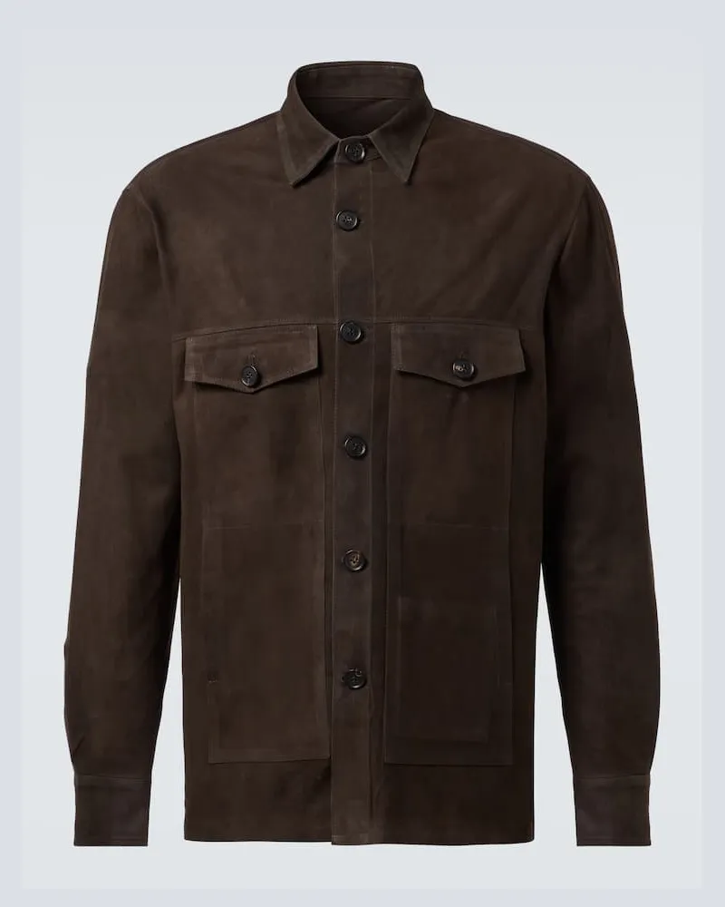 Thom Sweeney Feldjacke aus Veloursleder Braun