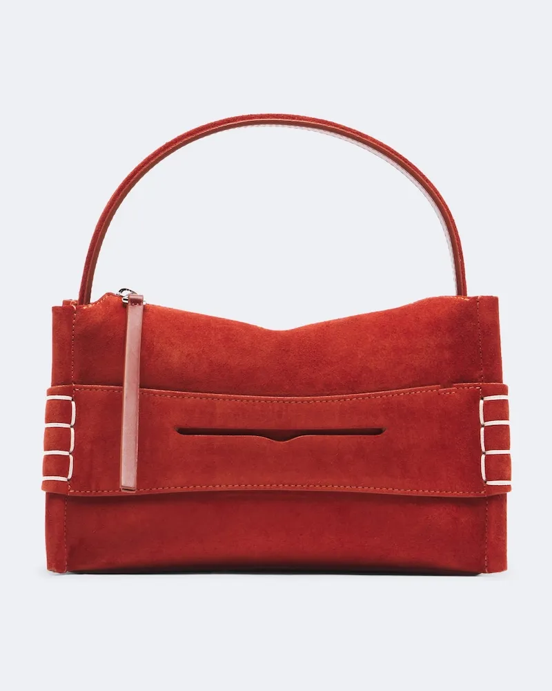 J.W.Anderson Henkeltasche Loafer Small aus Veloursleder Orange