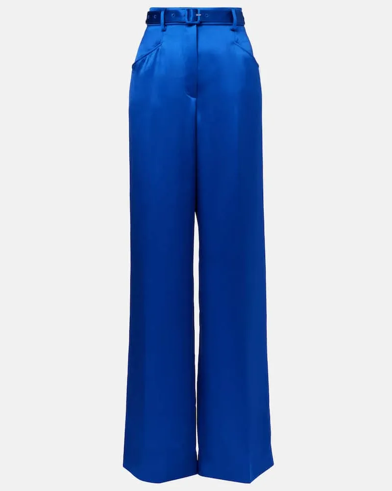 Gabriela Hearst Weite Hose Norman aus Tweed Blau