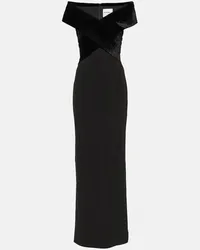 Roland Mouret Off-Shoulder-Robe aus Cady mit Samt Schwarz