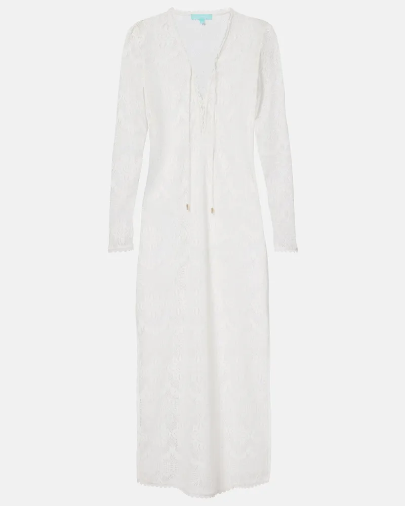 Melissa Odabash Maxikleid Melina aus Häkelstrick Weiß