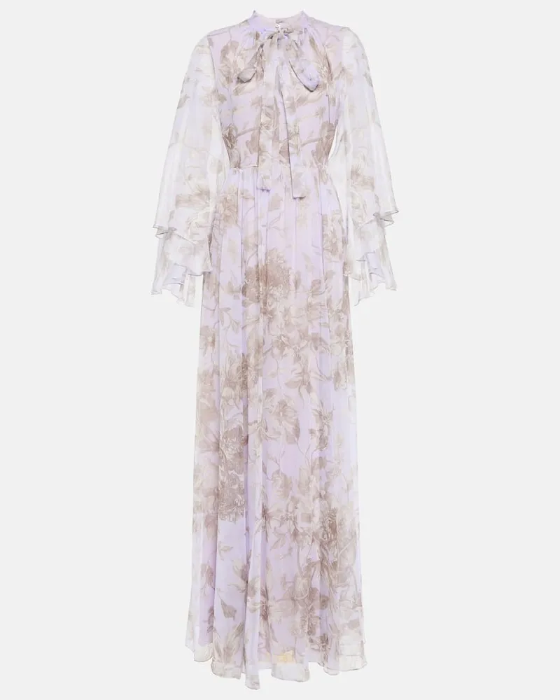 Erdem Bedruckte Robe Chiara aus Seide Violett