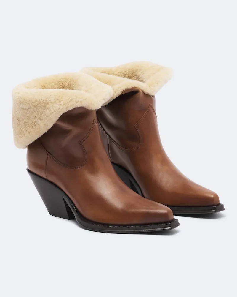 Chloé Chloé Ankle Boots Azelan aus Leder mit Shearling Braun