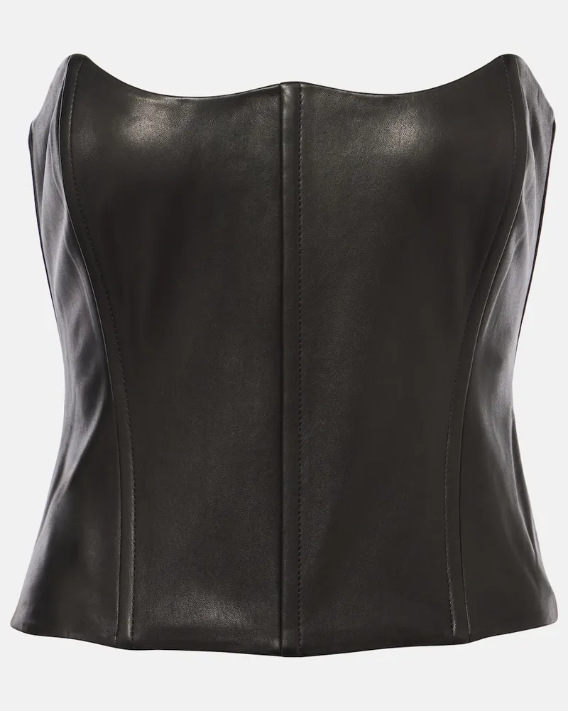 The Sei Bustier-Top aus Leder Schwarz