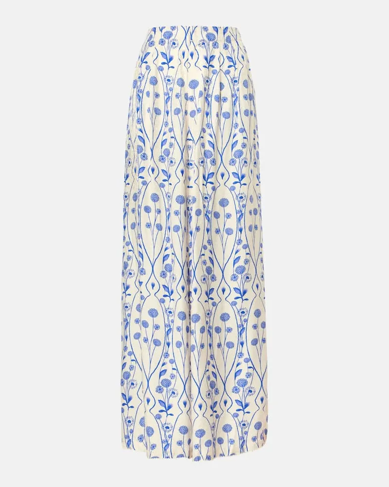 AGUA BENDITA Bedruckte Palazzo-Hose Pinon Weiß