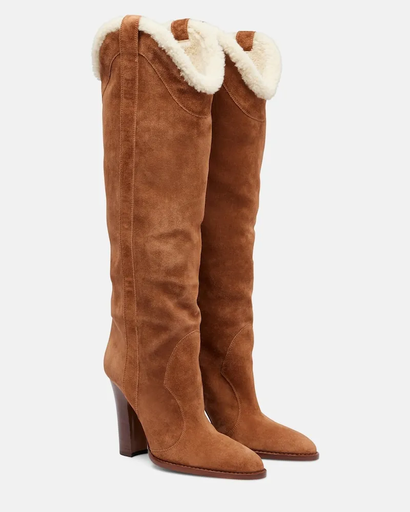 Paris Texas Overknee-Stiefel Lavinia 100 aus Veloursleder Braun