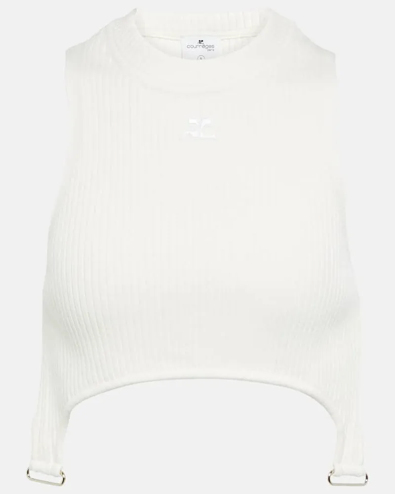 Courrèges Courrèges Cropped-Top aus Rippstrick Weiß