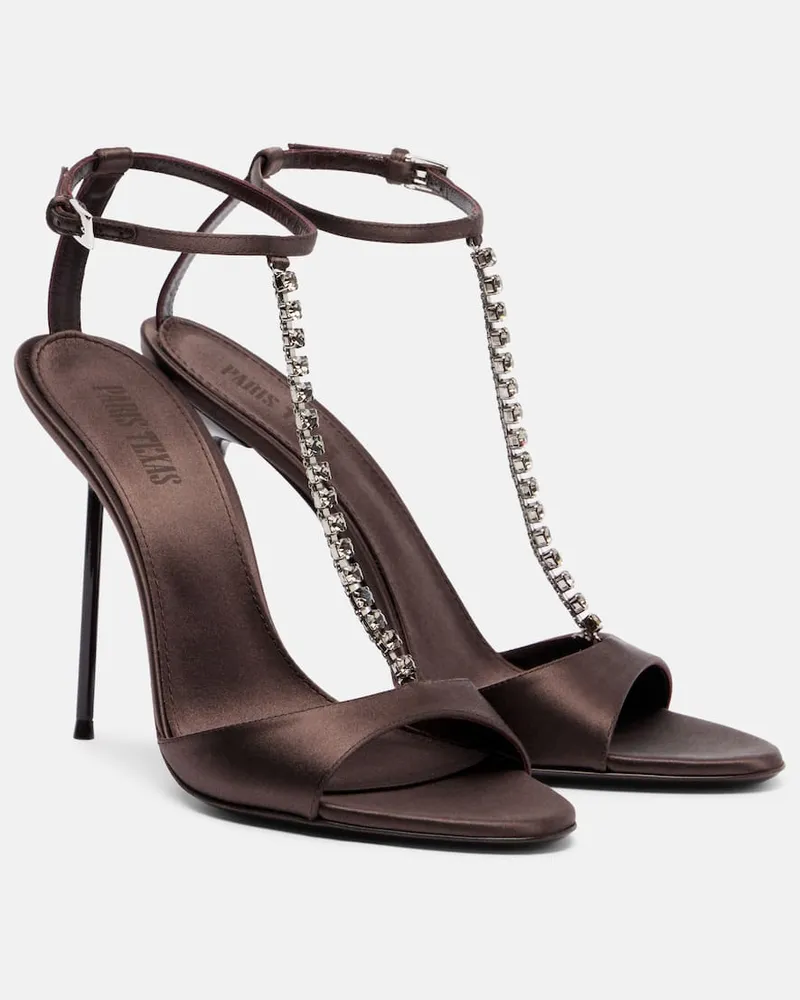 Paris Texas Verzierte Sandalen Lidia 105 aus Satin Braun