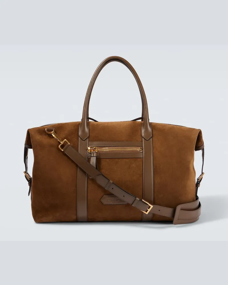 Tom Ford Weekender Buckley aus Veloursleder mit Leder Braun