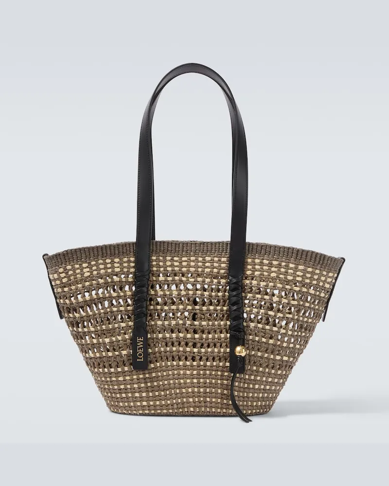 Loewe Paula's Ibiza Tote Bag Braid Medium mit Leder Grün