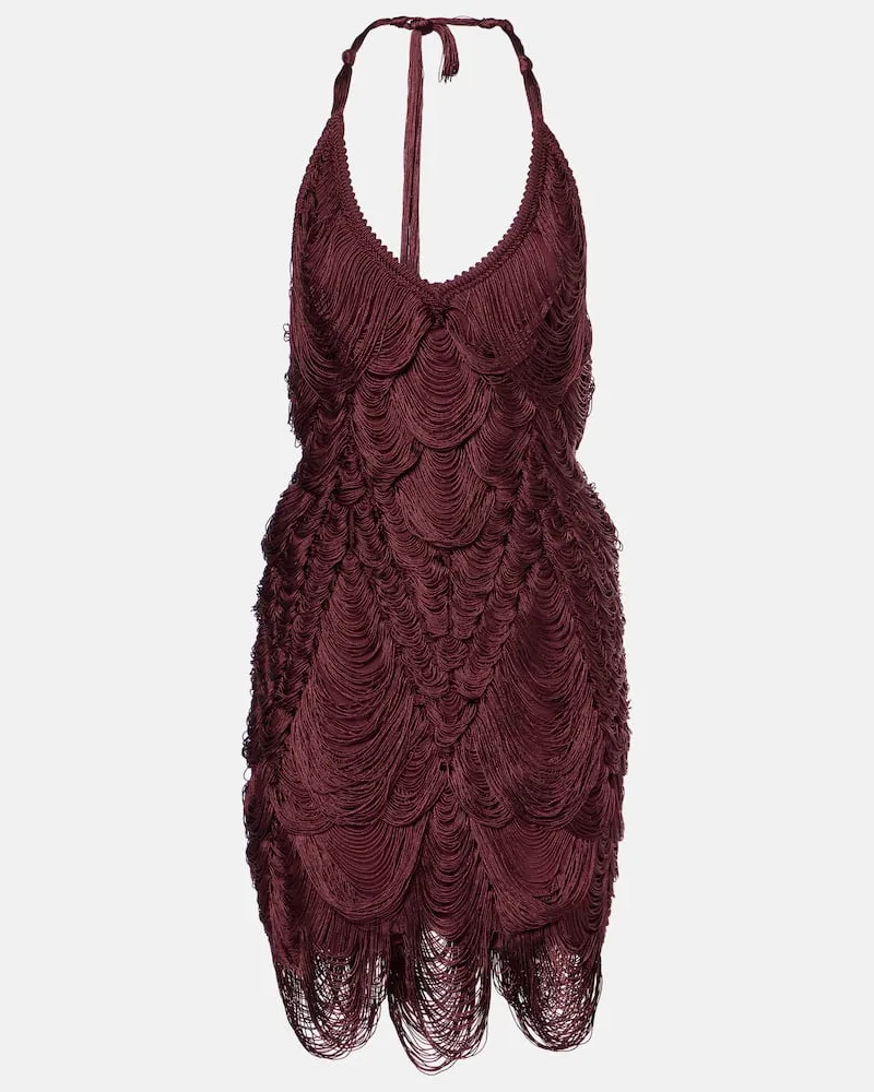 Ferragamo Minikleid aus einem Seidengemisch Burgunderrot