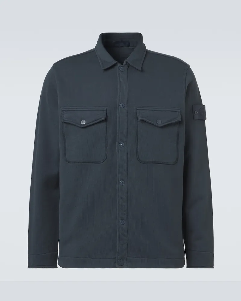 Stone Island Hemd aus Baumwoll-Fleece Blau