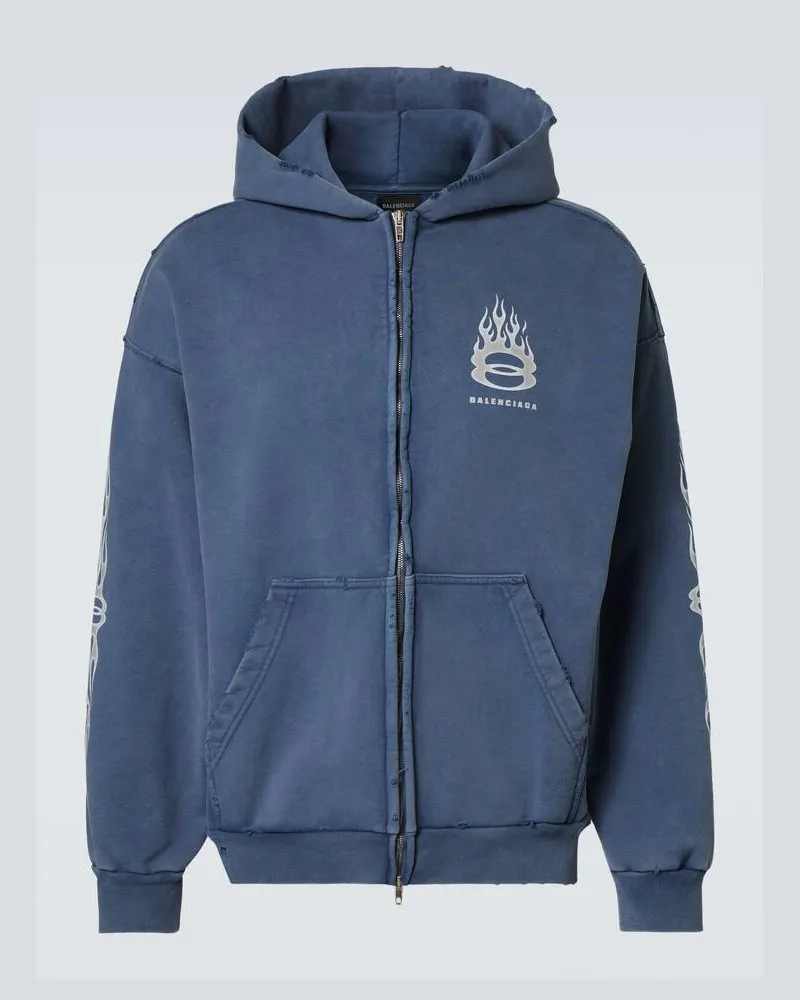 Balenciaga Kapuzenjacke Burning Unity aus Baumwolle Blau