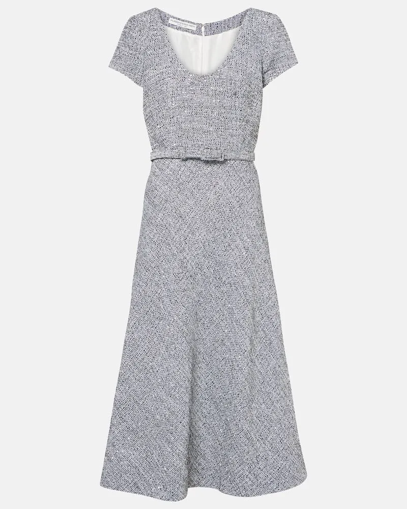 Alessandra Rich Midikleid aus Tweed mit Pailletten Grau