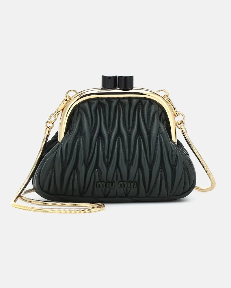 Miu Miu Clutch Miu Belle Mini aus Leder Grün