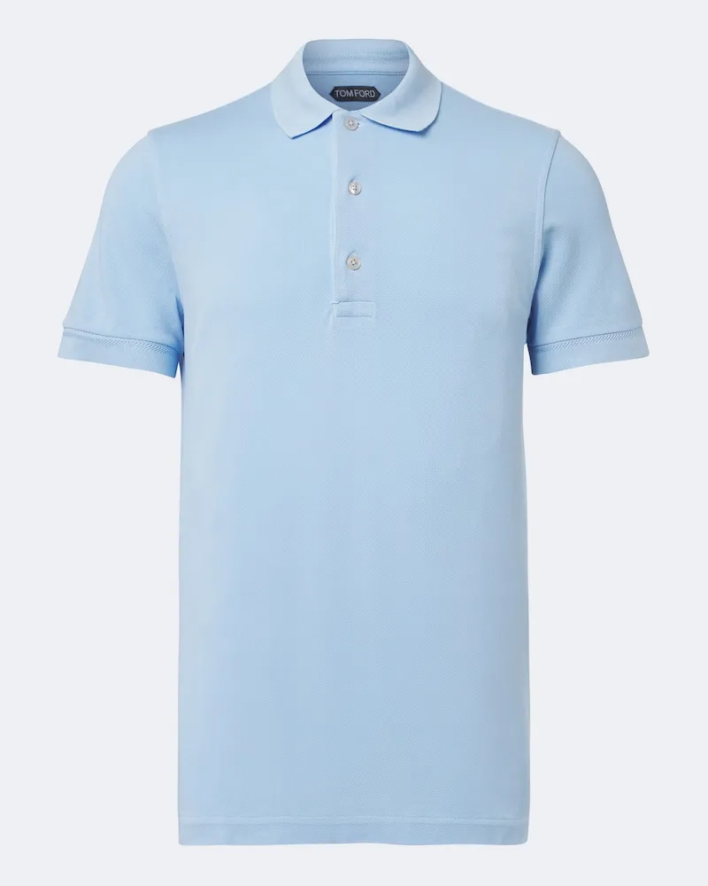 Tom Ford Polohemd aus Piqué Blau