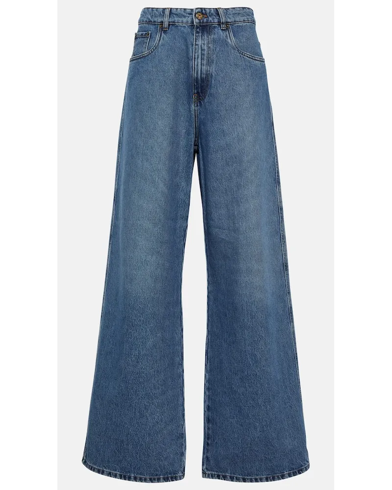 Miu Miu High-Rise Wide-Leg Jeans Blau