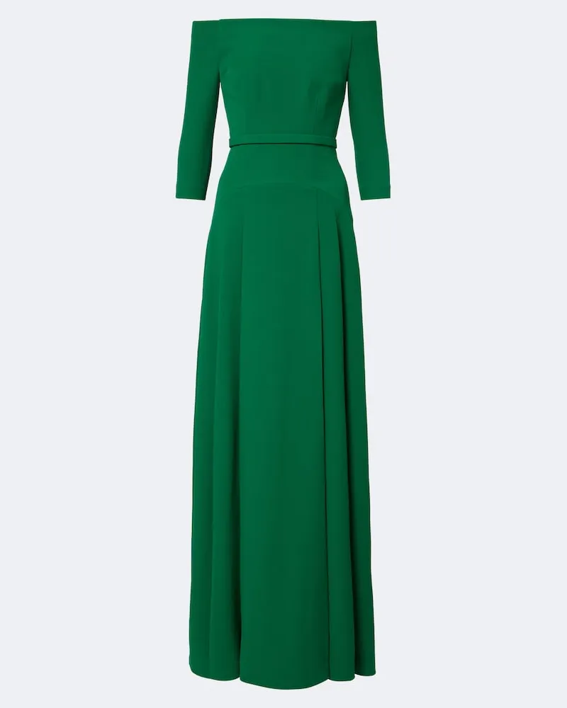 Safiyaa Off-Shoulder-Abendkleid Amadora aus Crêpe Grün