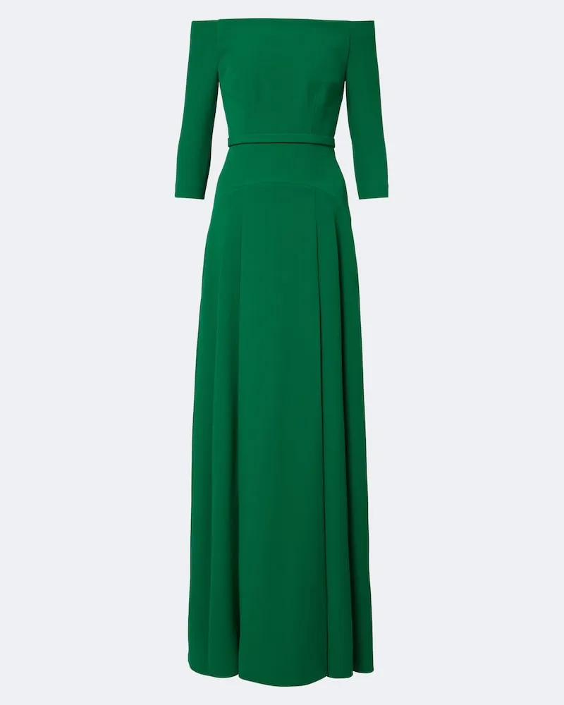 Safiyaa Off-Shoulder-Abendkleid Amadora aus Crêpe Grün
