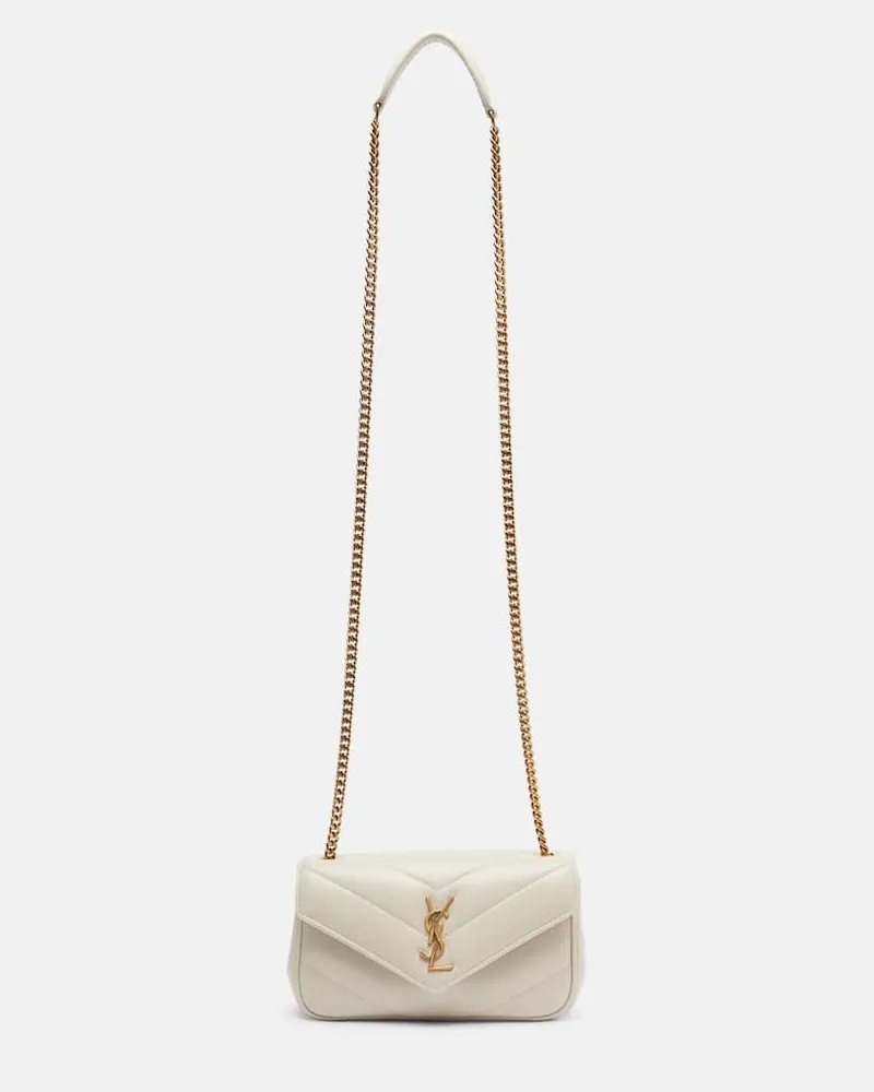 Saint Laurent Schultertasche Lou Lou Mini aus Leder Weiß