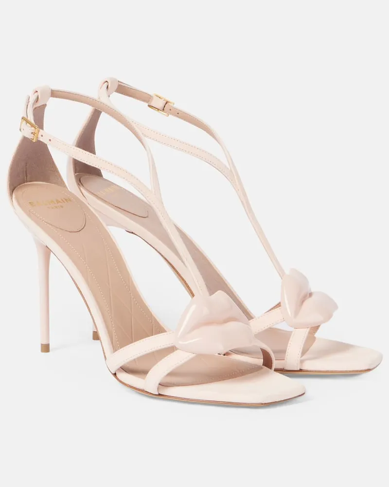 Balmain Sandalen Lips 95 aus Veloursleder Beige