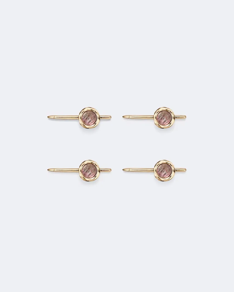 Octavia Elizabeth Set Nesting Gem Stone aus vier Smokingknöpfen aus 18kt Gelbgold mit Perlmutt Gold