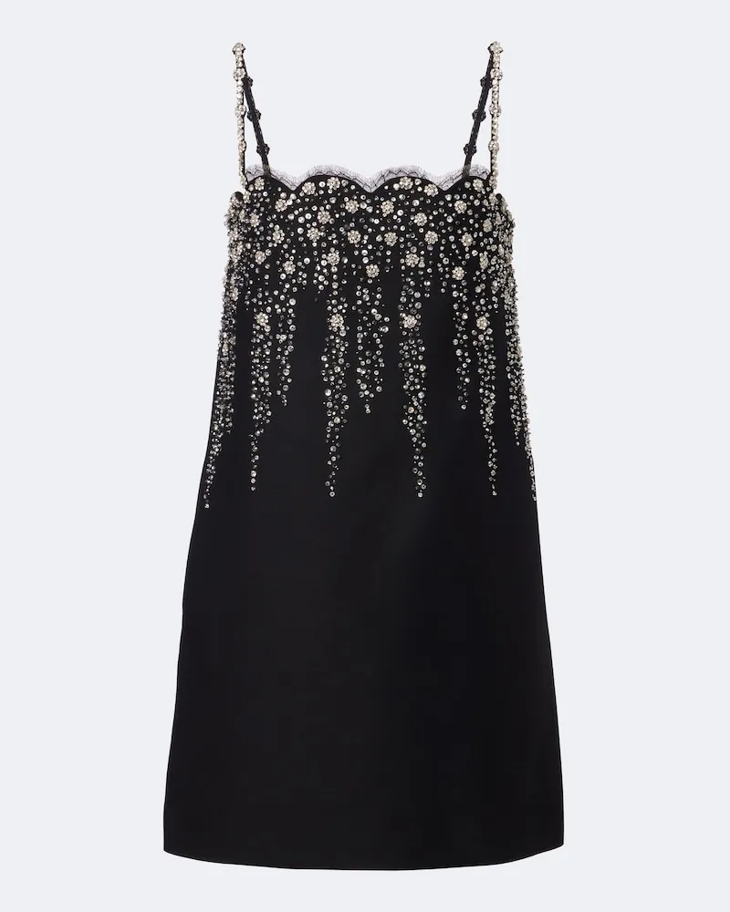 Valentino Garavani Verziertes Minikleid aus Crêpe-Couture Schwarz