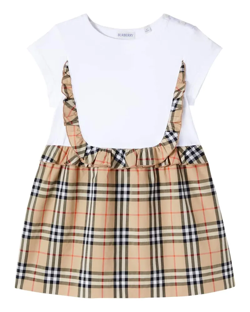Burberry Kleid Burberry Check aus einem Baumwollgemisch Weiß