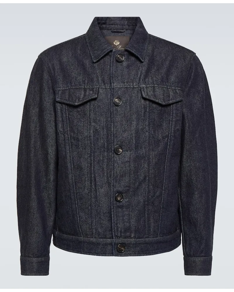 Loro Piana Jacke Neive aus Denim und Kaschmir Blau