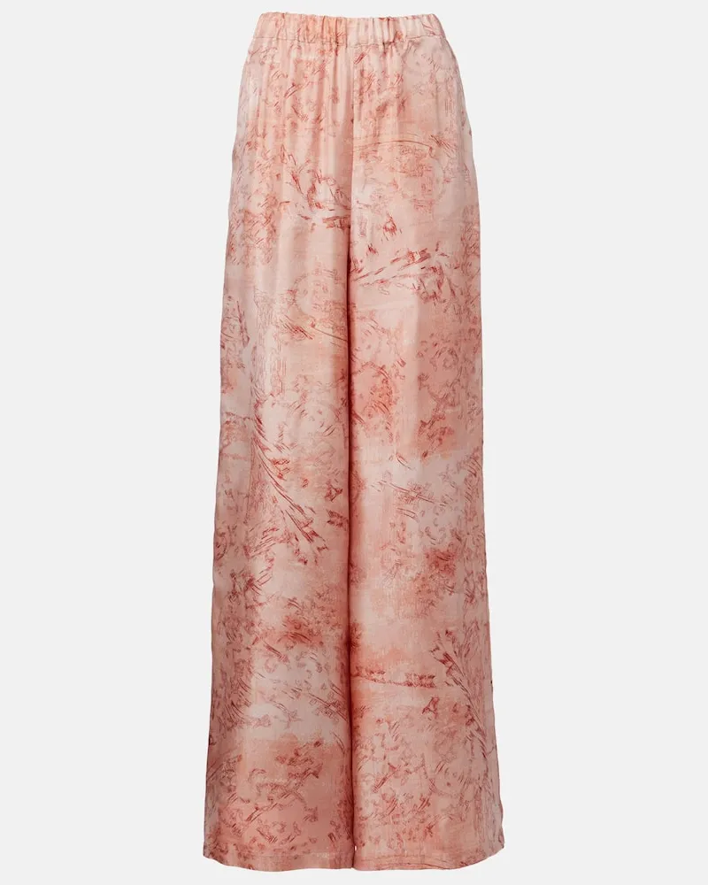 Max Mara Weite Hose Zirlo aus Seiden-Twill Pink