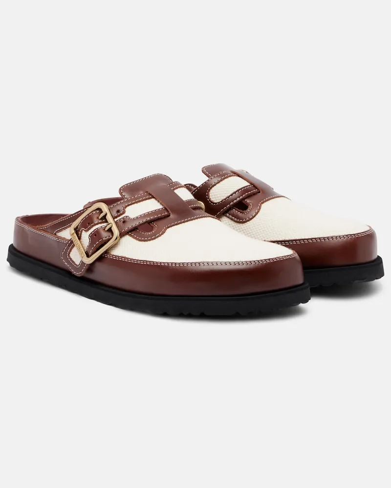 Birkenstock Clogs Boston aus Canvas mit Leder Weiß