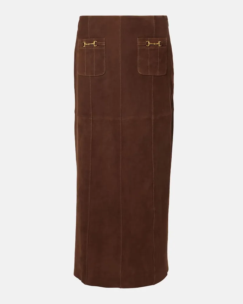 RIXO Midirock Edwina aus Veloursleder Braun