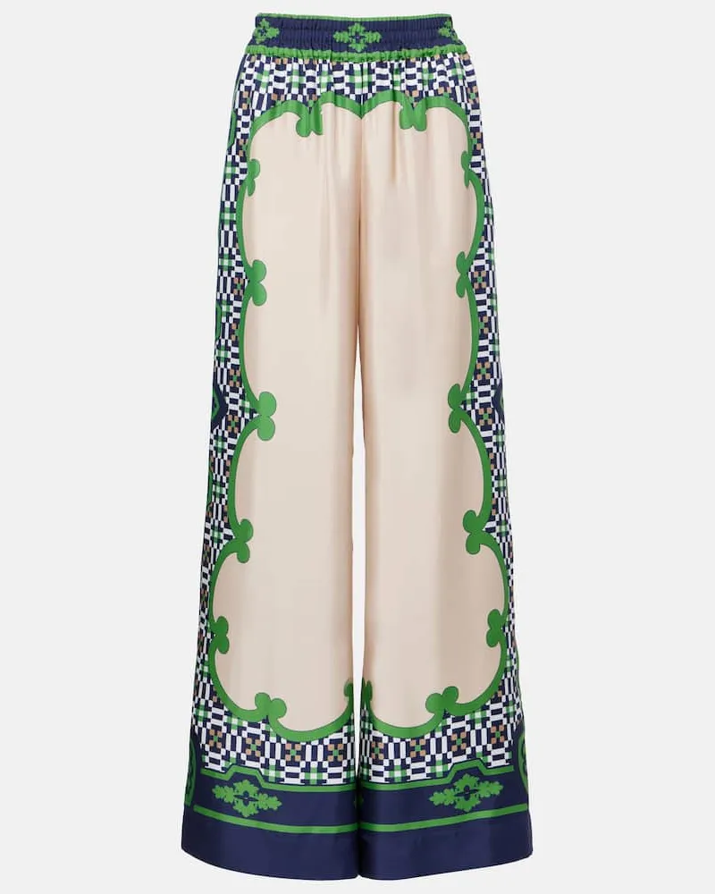 La DoubleJ Weite Palazzo-Hose aus Seiden-Twill Multicolor
