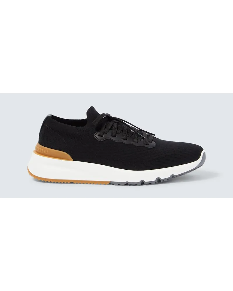 Brunello Cucinelli Sneakers mit Leder Schwarz