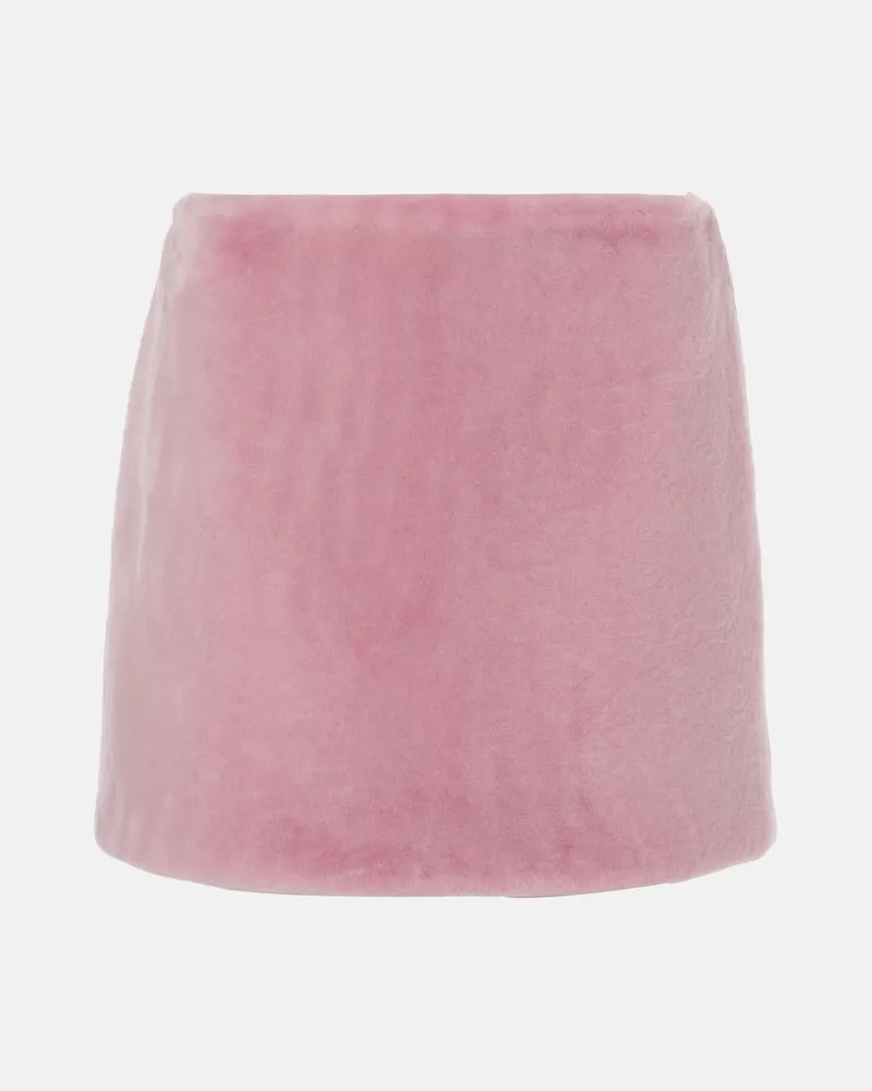 Prada Minirock aus Shearling Rosa