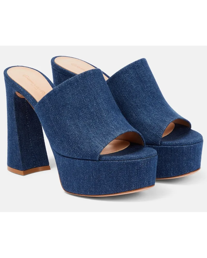 Gianvito Rossi Pantoletten Holly aus Denim Blau