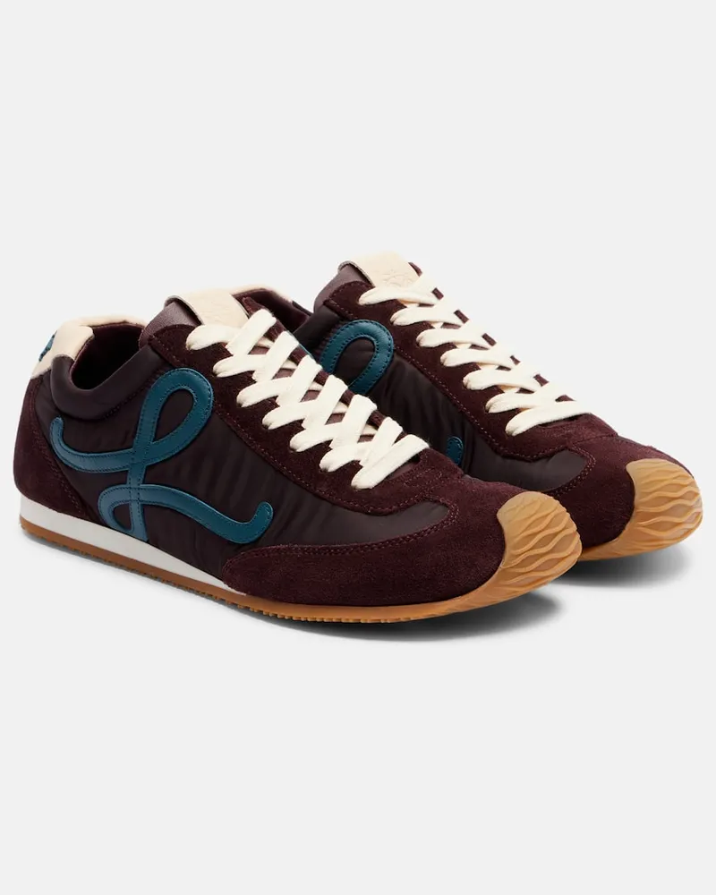 Loewe Sneakers Flow Runner 2.0 mit Veloursleder Burgunderrot