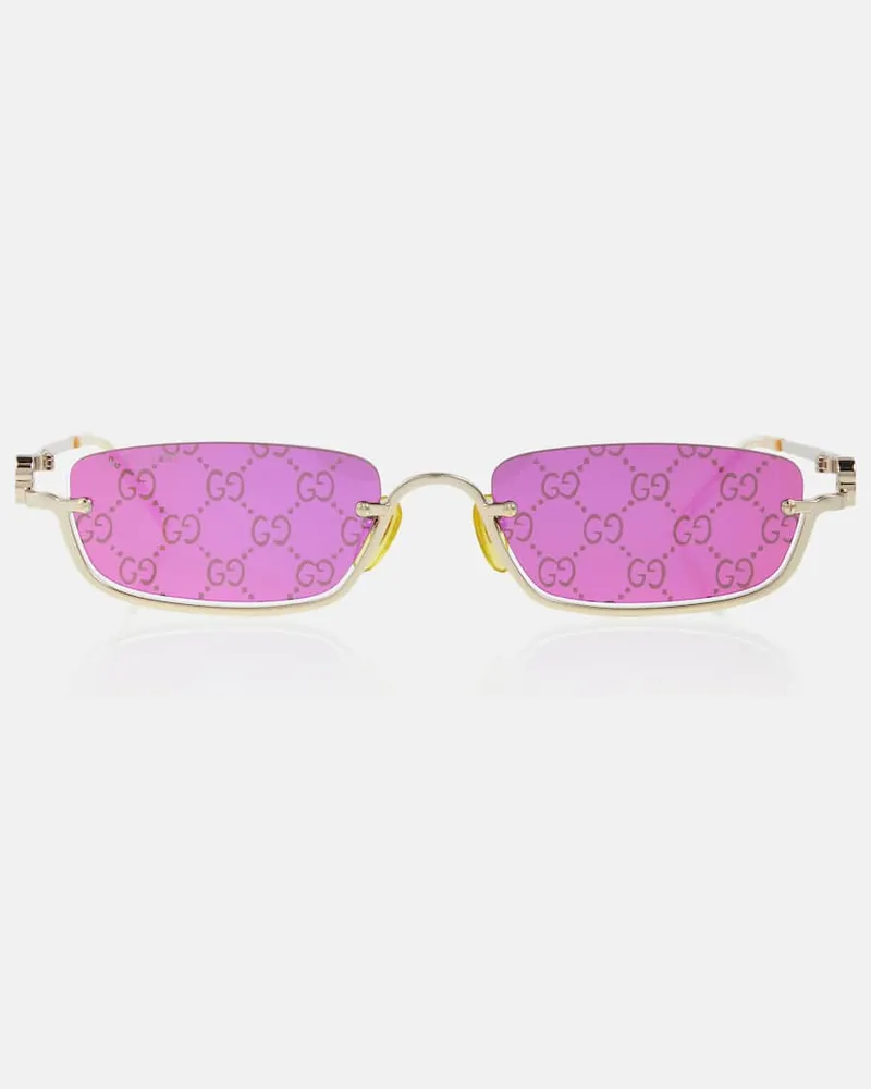 Gucci Eckige Sonnenbrille GG Gold
